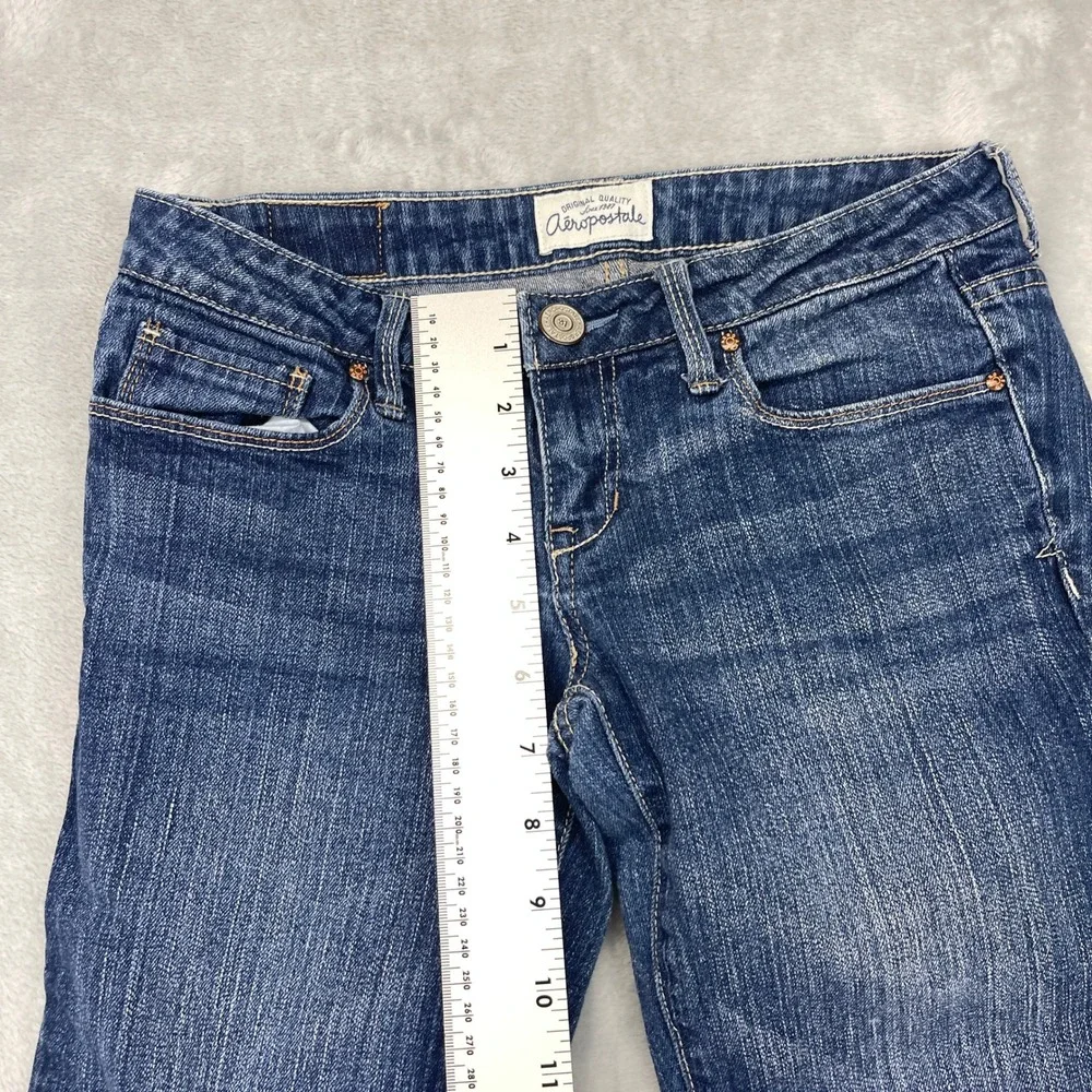 Aeropostale Ashley Ultra Skinny Jeans Womens 1/2‎ Blue Denim Stretch Low Rise
